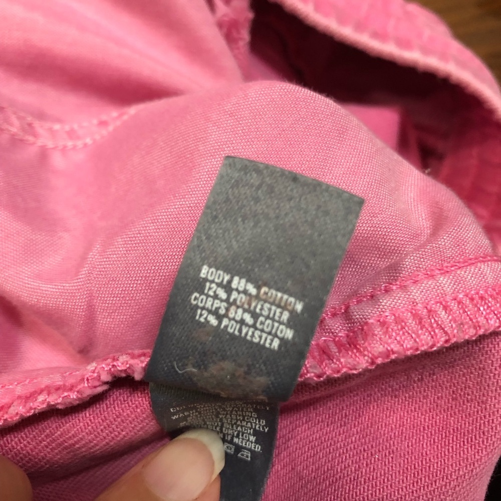 Aerie Pink Raw Frayed Hem Drawstring Elastic Waist Cut-off Denim Shorts - XL - Picture 6 of 7